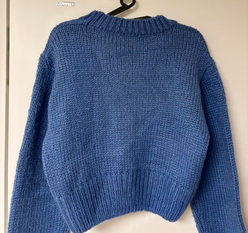 세컨에디션 파우터크롭 크롭 니트 가디건 블루--7