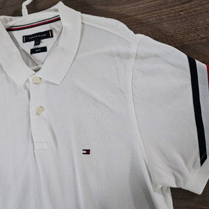 타미힐피거 화이트 카라반팔셔츠 슬림핏 M