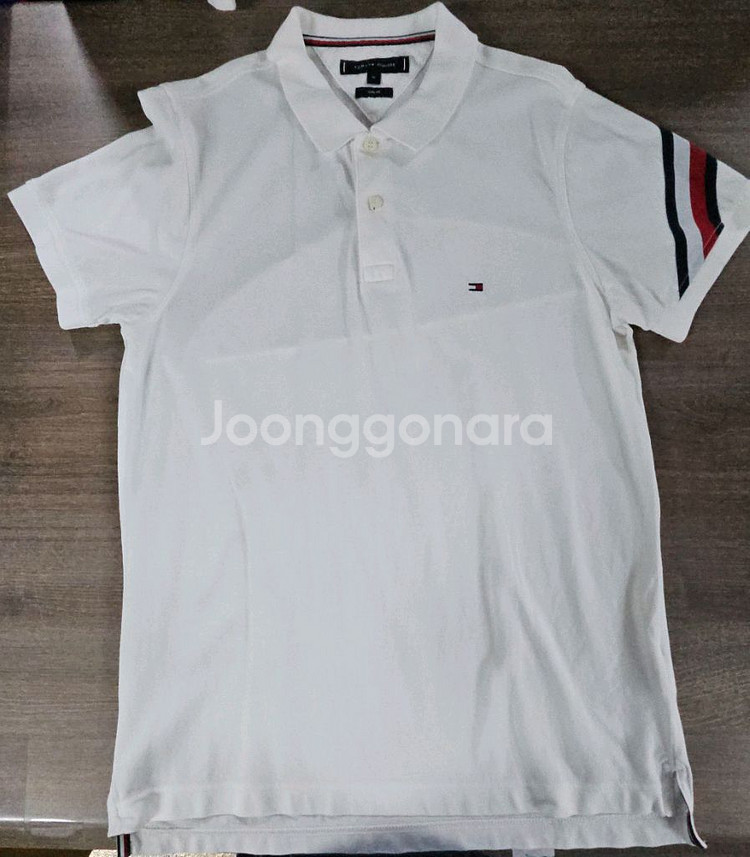 타미힐피거 화이트 카라반팔셔츠 슬림핏 M--1