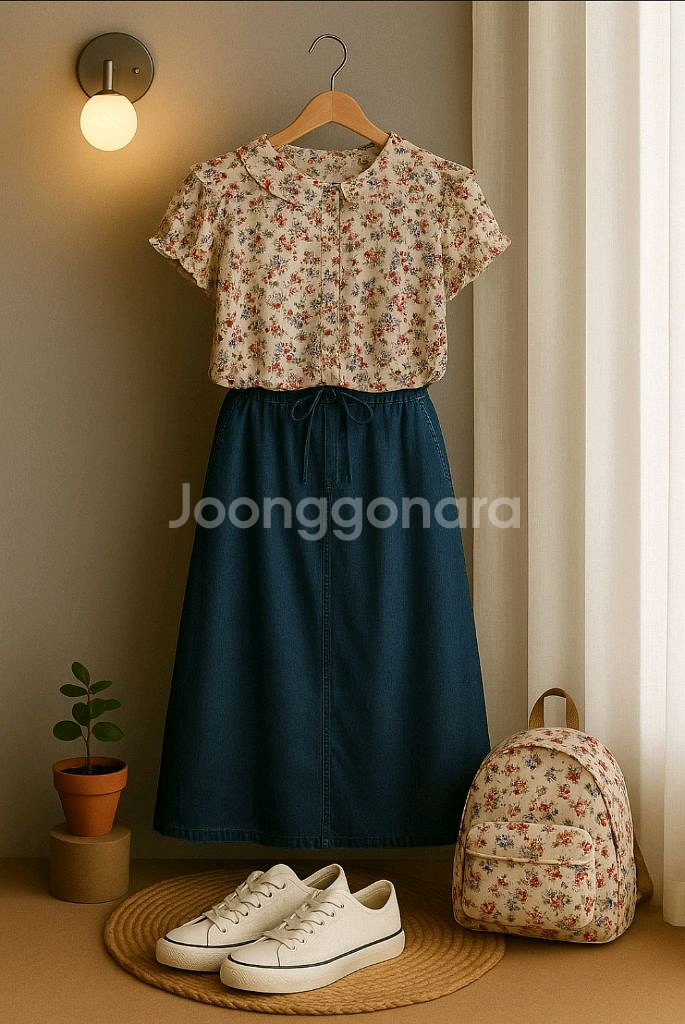 ZARA 여성 꽃무늬 프릴 블라우스--1