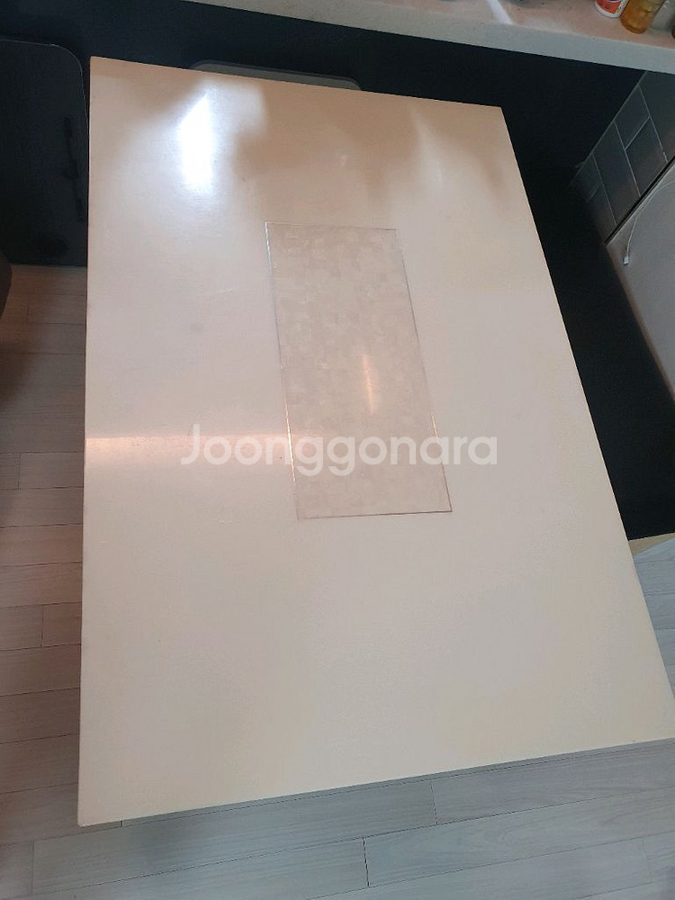 4인용 식탁 (원목 + 코팅된 대리석 올림 고정)--4