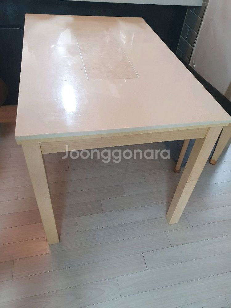 4인용 식탁 (원목 + 코팅된 대리석 올림 고정)--3