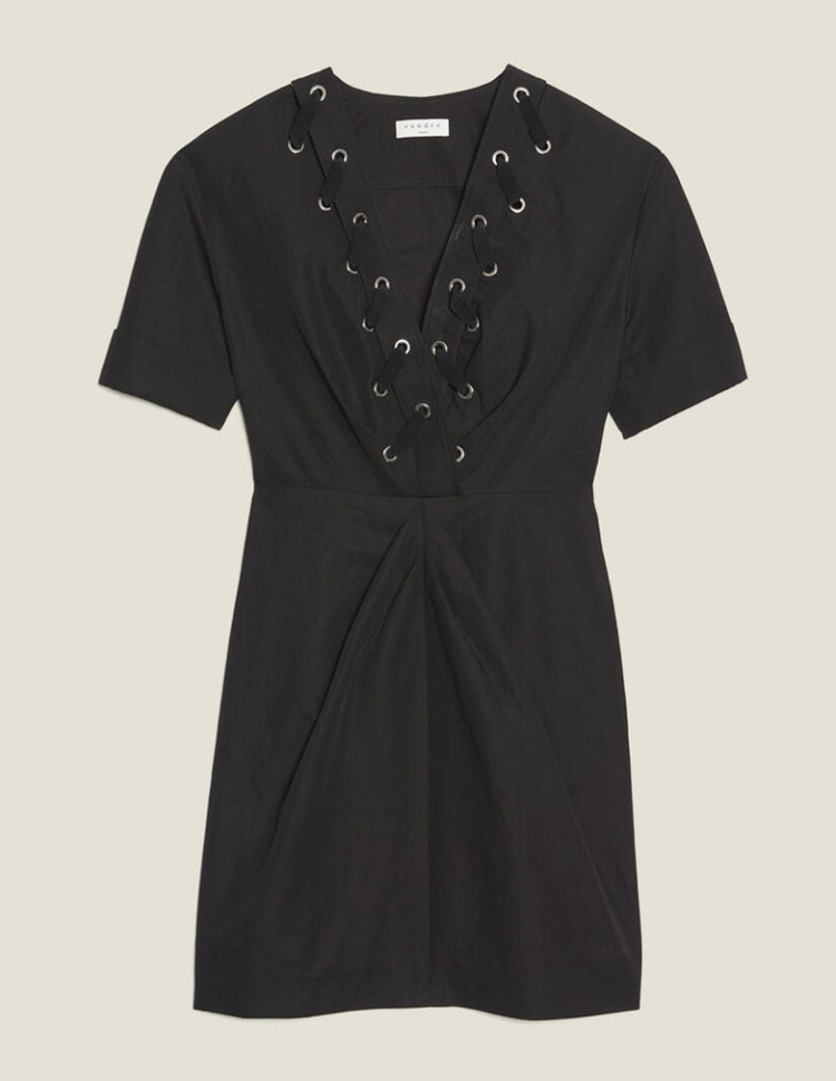 (새상품) 산드로 블랙 반팔 원피스 36사이즈--6