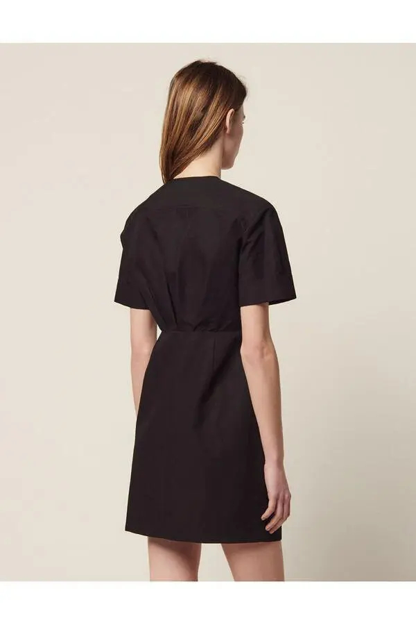 (새상품) 산드로 블랙 반팔 원피스 36사이즈--5