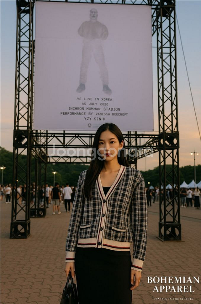 [여자 FREE]스튜디오톰보이 브이넥 체크 가디건--9