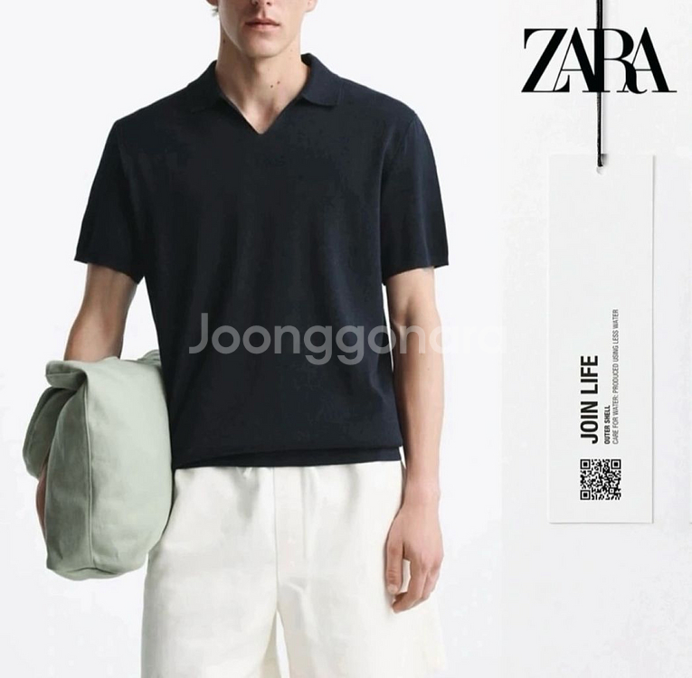 ZARA 자라 반팔 폴로 셔츠/트위드 스트라이프 반바지--1