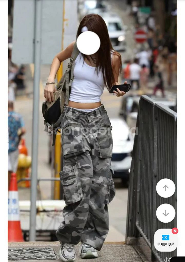 브라운 카모 팬츠 밀리터리 와이드팬츠 빈티지 카고바지--5