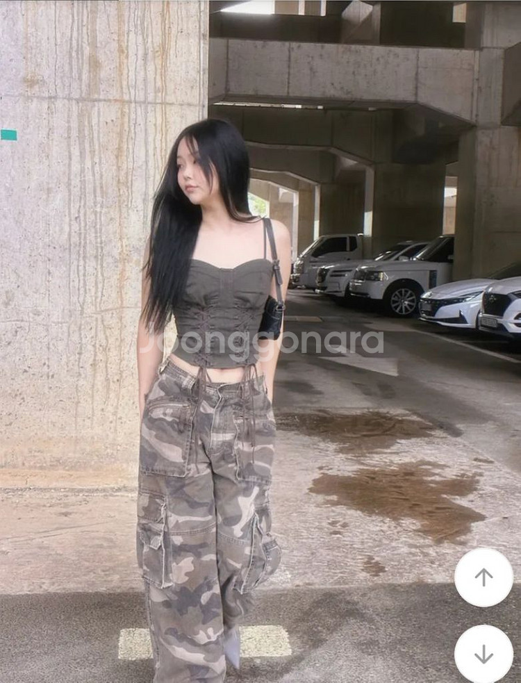 브라운 카모 팬츠 밀리터리 와이드팬츠 빈티지 카고바지--0