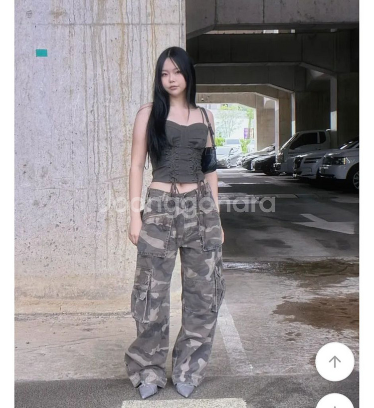 브라운 카모 팬츠 밀리터리 와이드팬츠 빈티지 카고바지--1