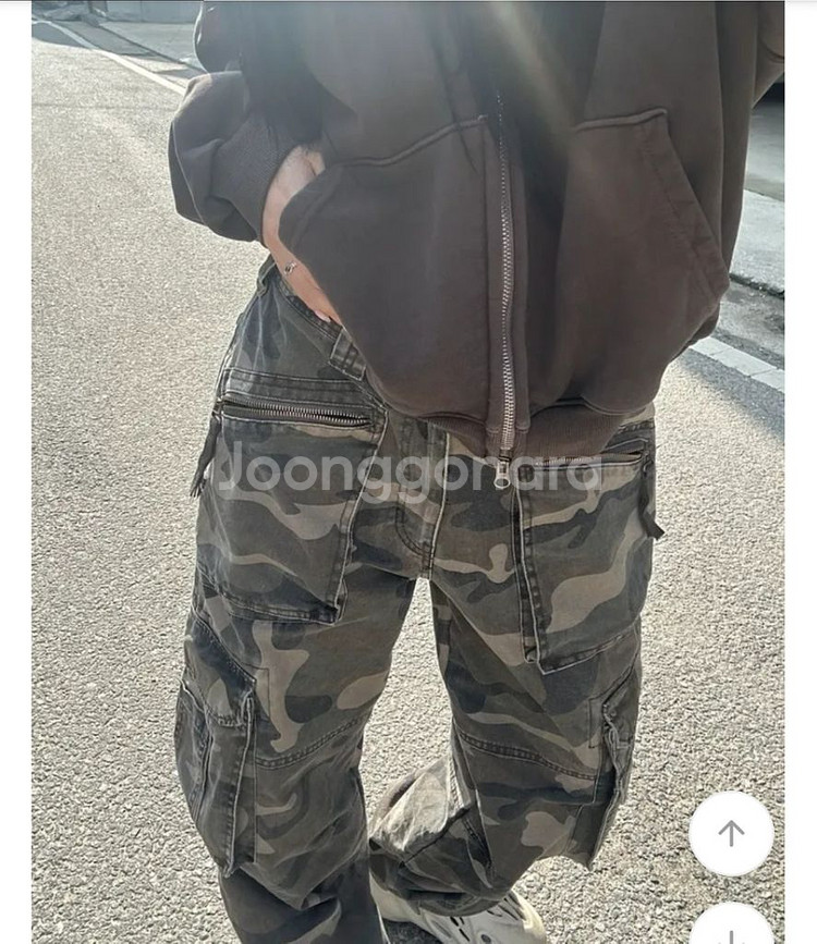 브라운 카모 팬츠 밀리터리 와이드팬츠 빈티지 카고바지--3