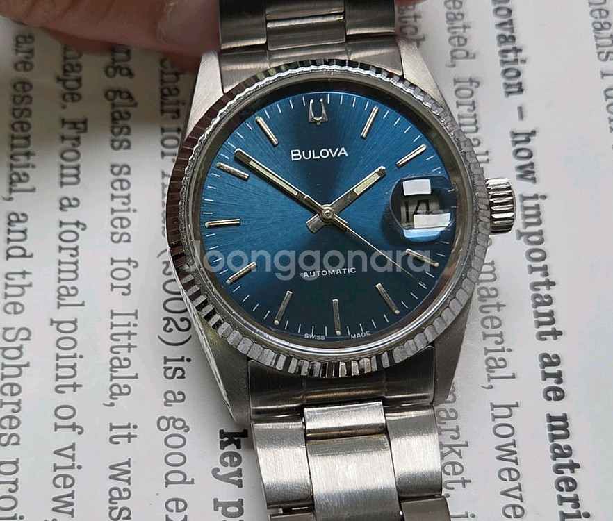 빈티지 부로바 슈퍼세빌 싱글데이트 블루청판 삼선 브레이--0