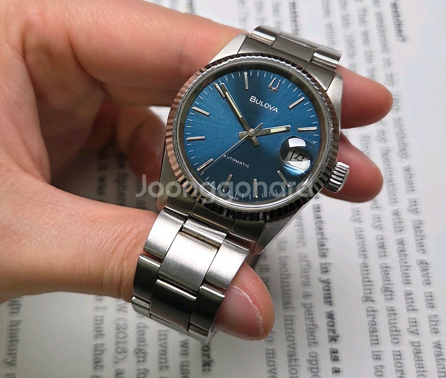 빈티지 부로바 슈퍼세빌 싱글데이트 블루청판 삼선 브레이--4