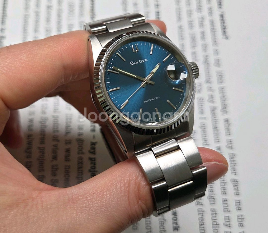 빈티지 부로바 슈퍼세빌 싱글데이트 블루청판 삼선 브레이--5