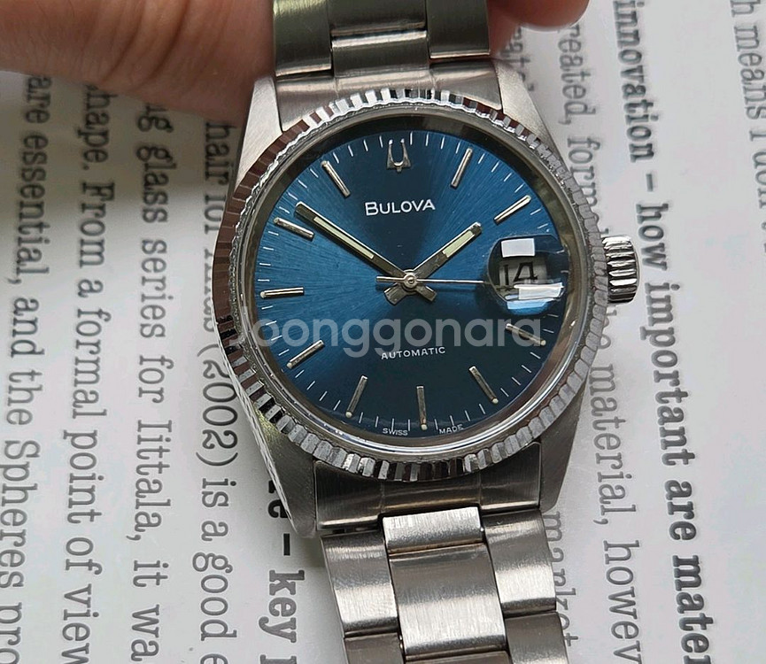 빈티지 부로바 슈퍼세빌 싱글데이트 블루청판 삼선 브레이--1