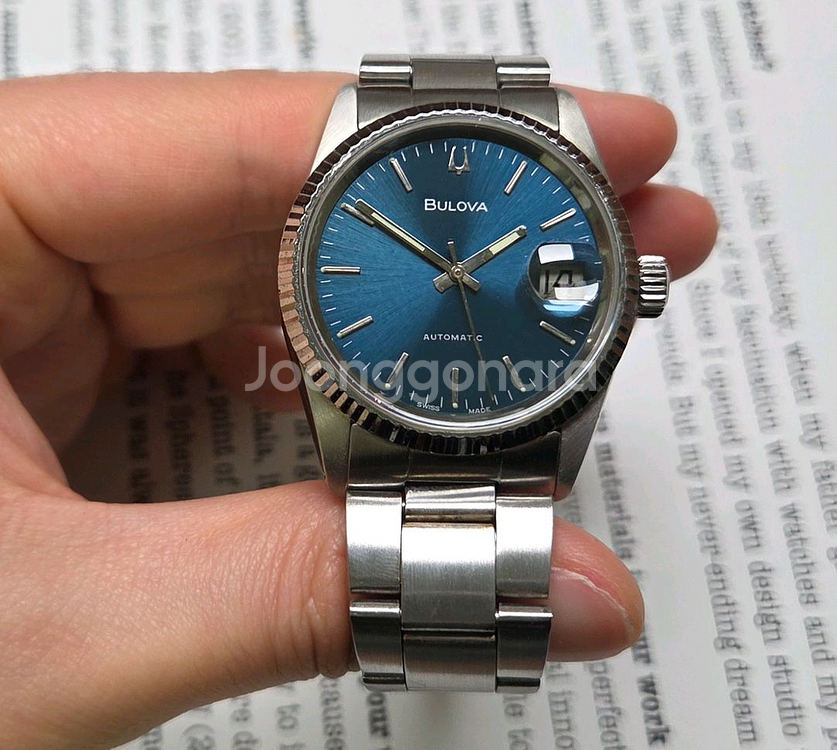 빈티지 부로바 슈퍼세빌 싱글데이트 블루청판 삼선 브레이--3