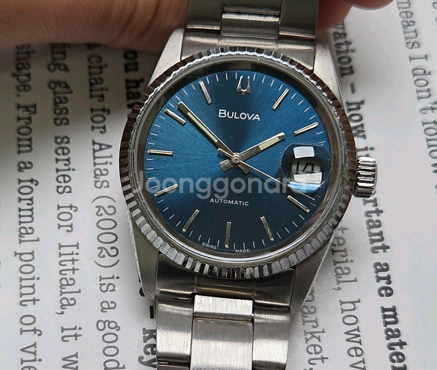 빈티지 부로바 슈퍼세빌 싱글데이트 블루청판 삼선 브레이--2