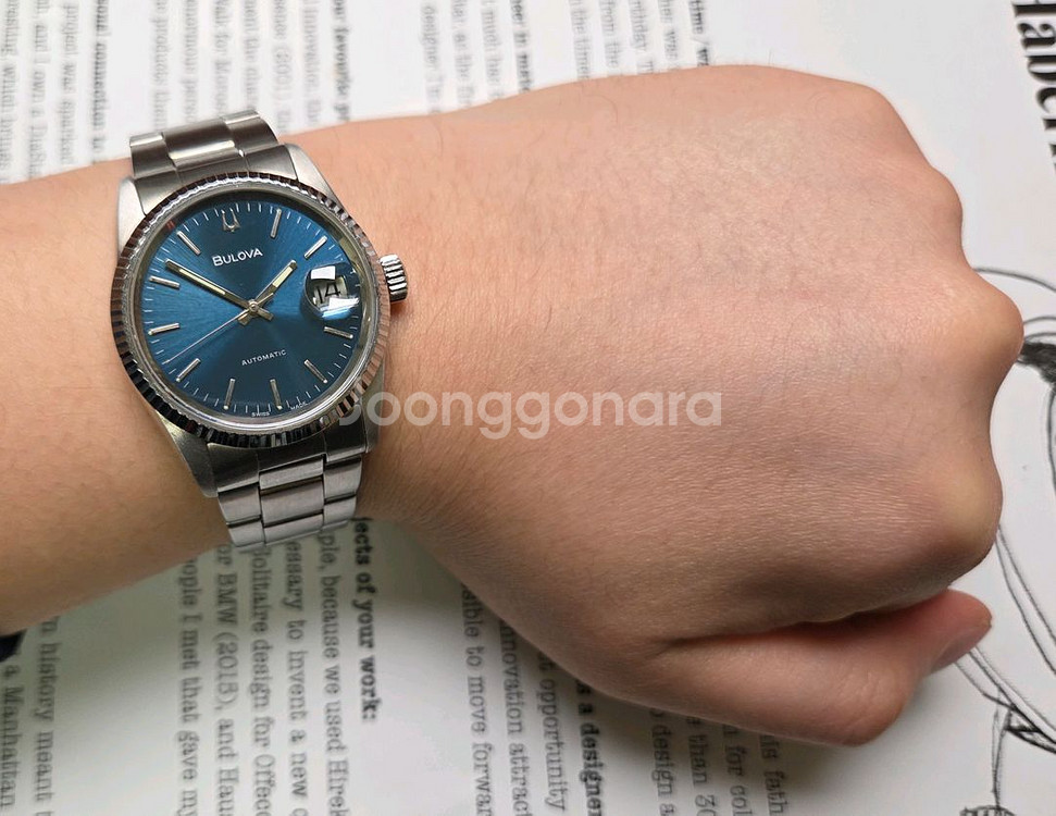 빈티지 부로바 슈퍼세빌 싱글데이트 블루청판 삼선 브레이--9