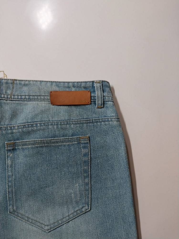 29)시스템 새미 와이드 데님팬츠 가죽패치 워싱청바지--2