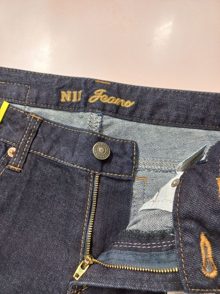 29)새상품)NII 진 가죽패치 레귤러핏 진청 스판일자--5