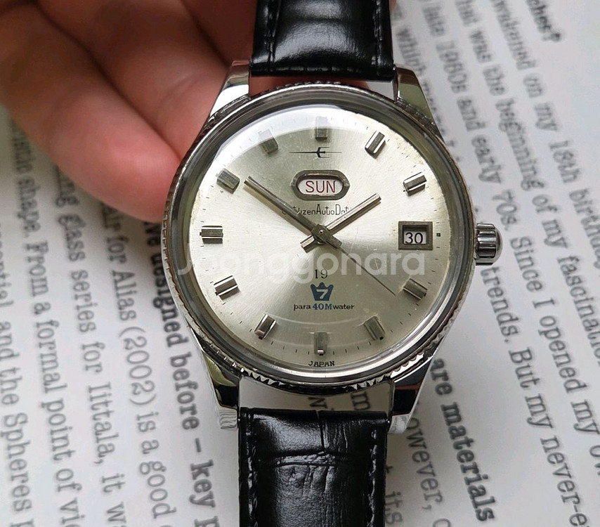 레어] 빈티지 시티즌 맷돌 19석 오토데이터 39mm--0
