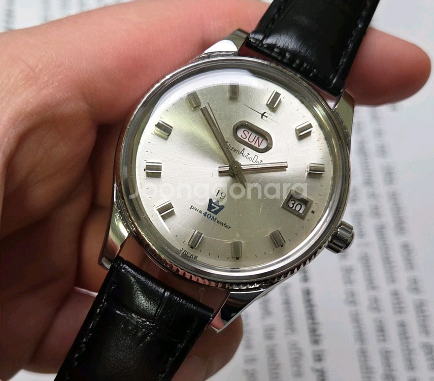 레어] 빈티지 시티즌 맷돌 19석 오토데이터 39mm--3