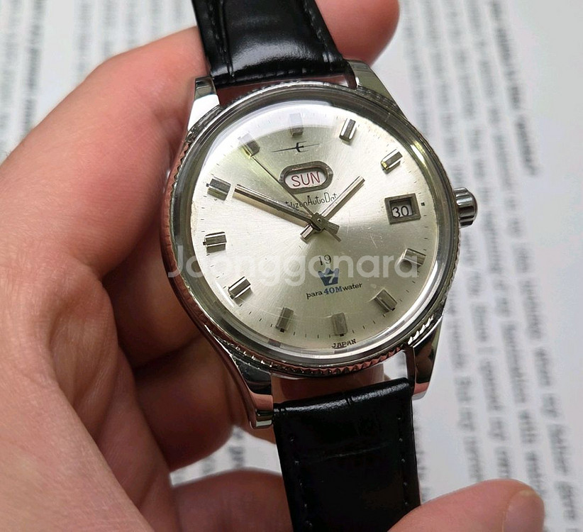 레어] 빈티지 시티즌 맷돌 19석 오토데이터 39mm--4