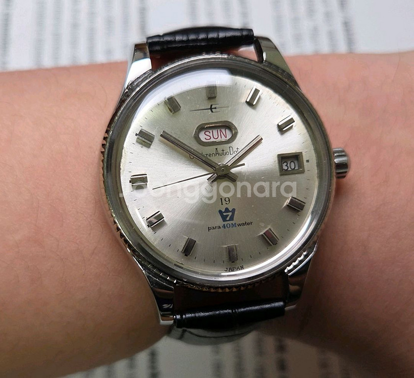 레어] 빈티지 시티즌 맷돌 19석 오토데이터 39mm--8