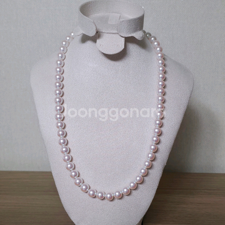 [새상품]A급 담수오로라 아크릴진주 8mm 진주목걸이--0