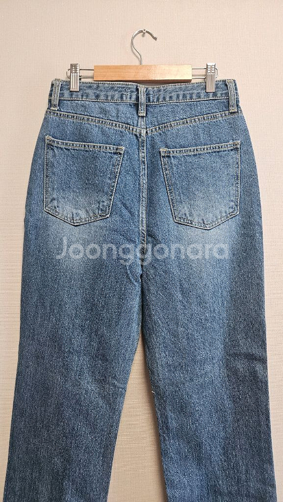 세미와이드 일자 데님팬츠 찢청 새상품 M--4