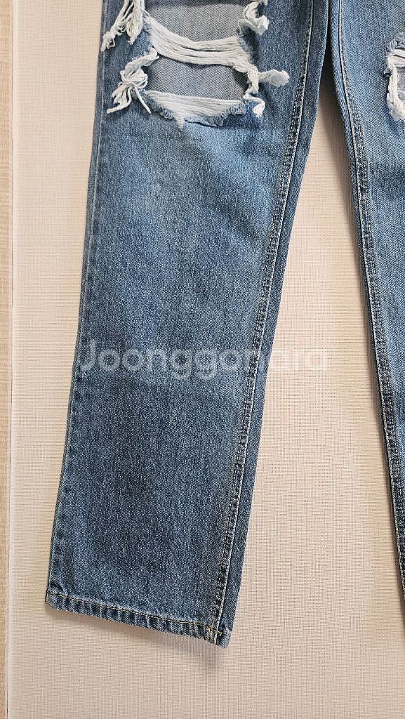 세미와이드 일자 데님팬츠 찢청 새상품 M--2