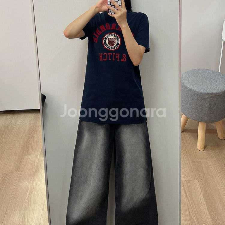 (새상품) 아베크롬비 스펠아웃 네이비 반팔 티셔츠--1