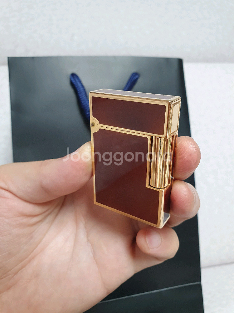 새상품 듀퐁라이터 라인2 ca15576 마룬래커 금장--1