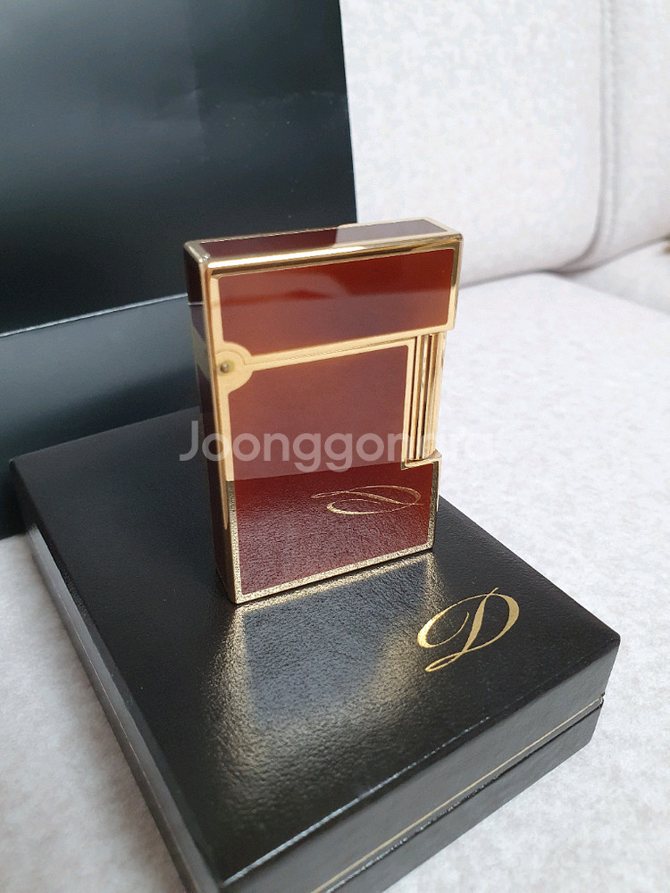 새상품 듀퐁라이터 라인2 ca15576 마룬래커 금장--7