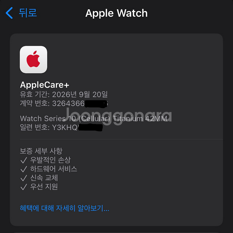 애플워치10 내추럴 42mm 애플케어플러스--2