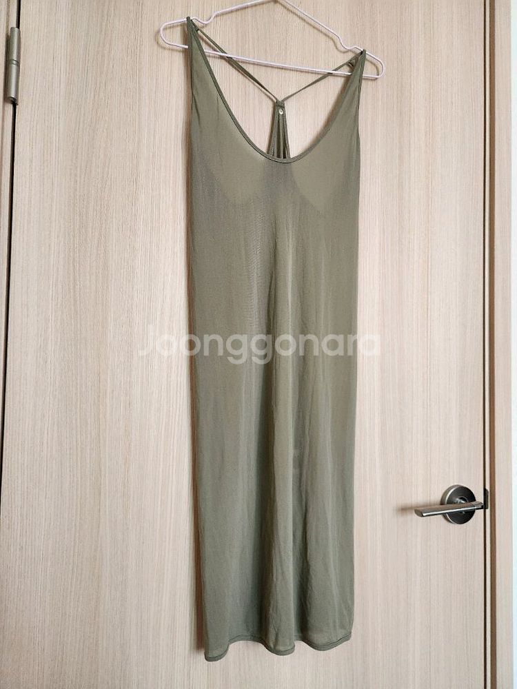 여자 연한카키 슬립원피스 끈나시원피스--1