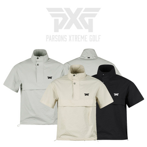 PXG 골프웨어 남성 엠보 스트링 반팔 반집업