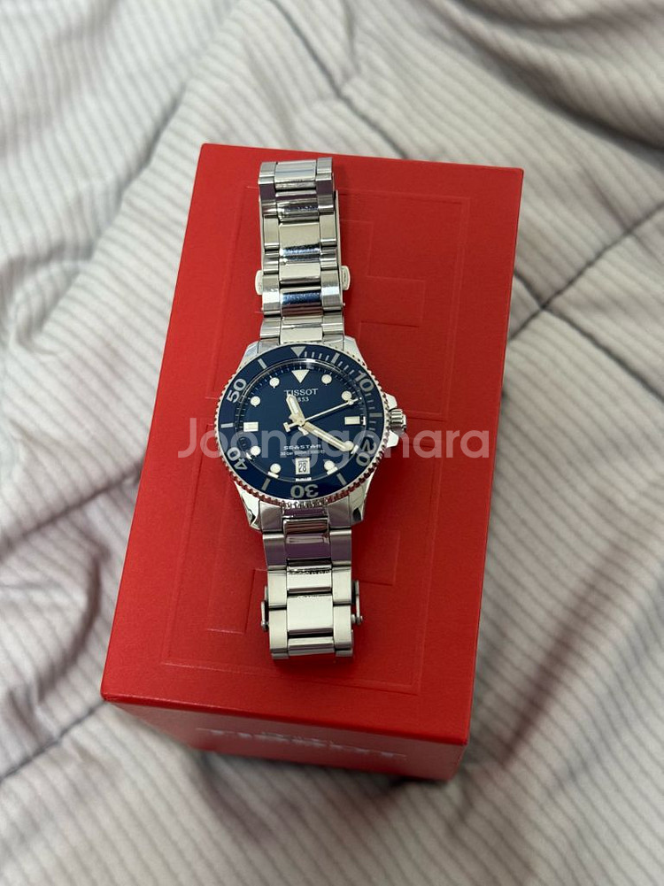 티쏘 씨스타 쿼츠 36mm 청판 민트급--4