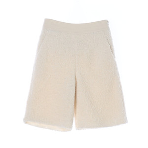 [XS]오브제 크림 트위드 부클 와이드 버뮤다팬츠 반바