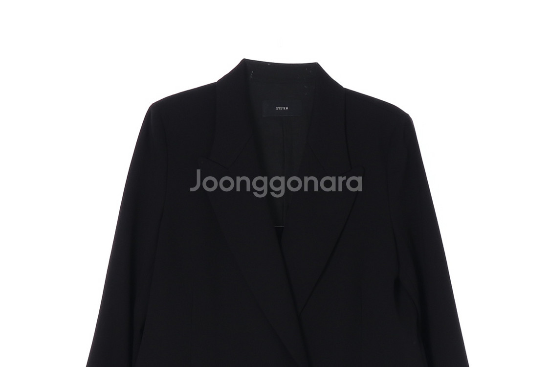 [S]시스템 울98 블랙 버튼 디테일 블레이저 오버핏--1