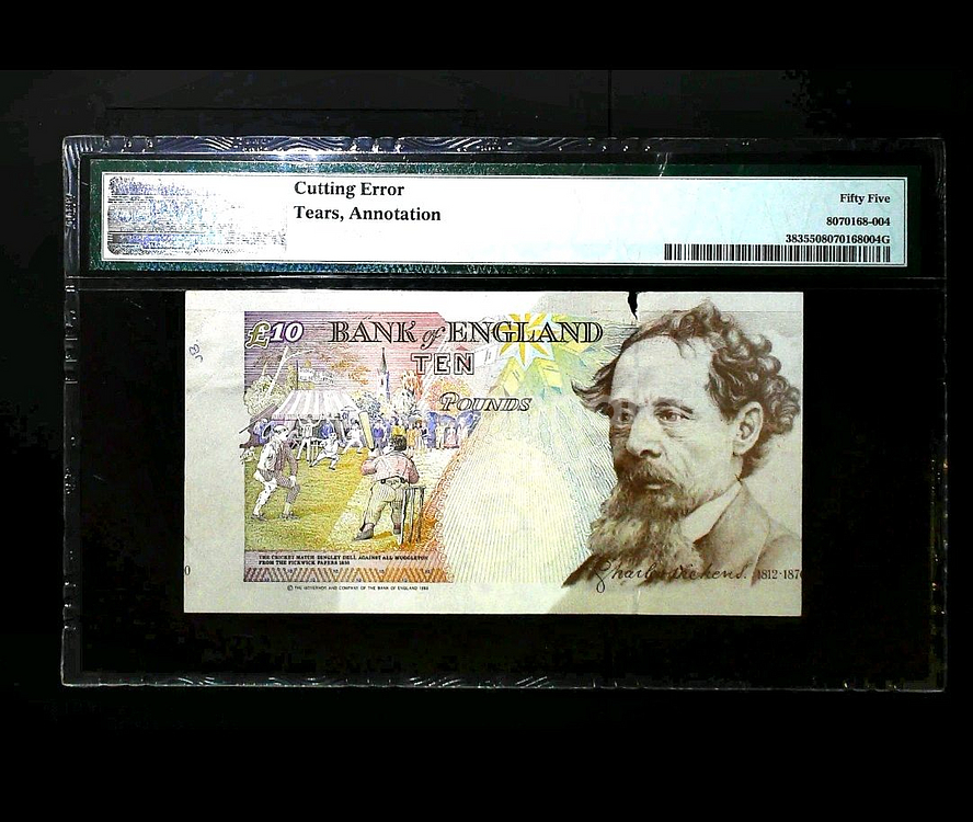 무척귀한 영국1992년 10파운드 컷팅에러 전세계 1장--1