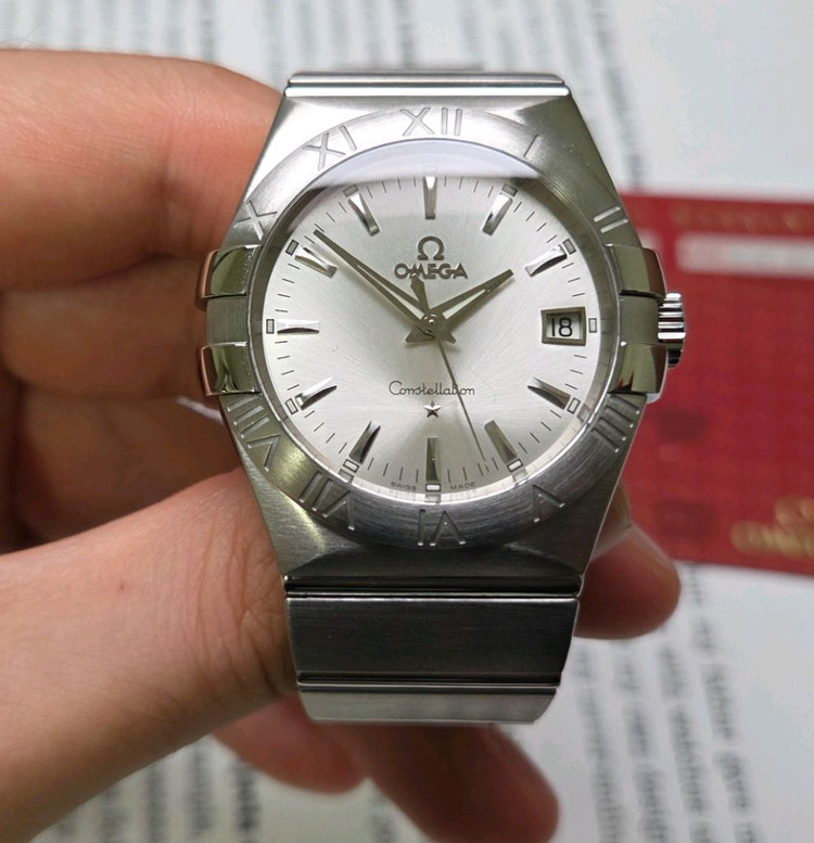 오메가 컨스틸레이션 별로고 칼침핸즈 썬레이실버 쿼츠 이미지
