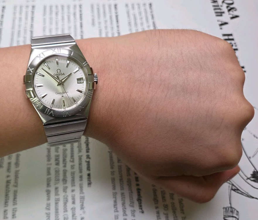 오메가 컨스틸레이션 별로고 칼침핸즈 썬레이실버 쿼츠 이미지