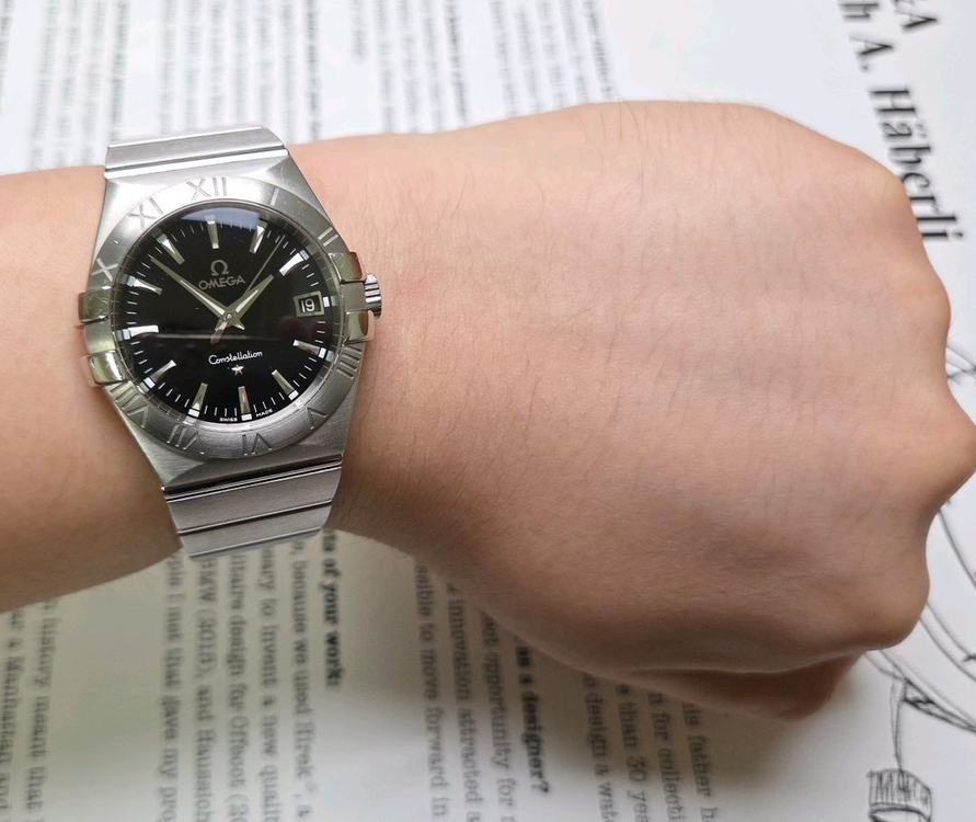 오메가 컨스틸레이션 별로고 칼침핸즈 블랙검판 쿼츠 브레 이미지