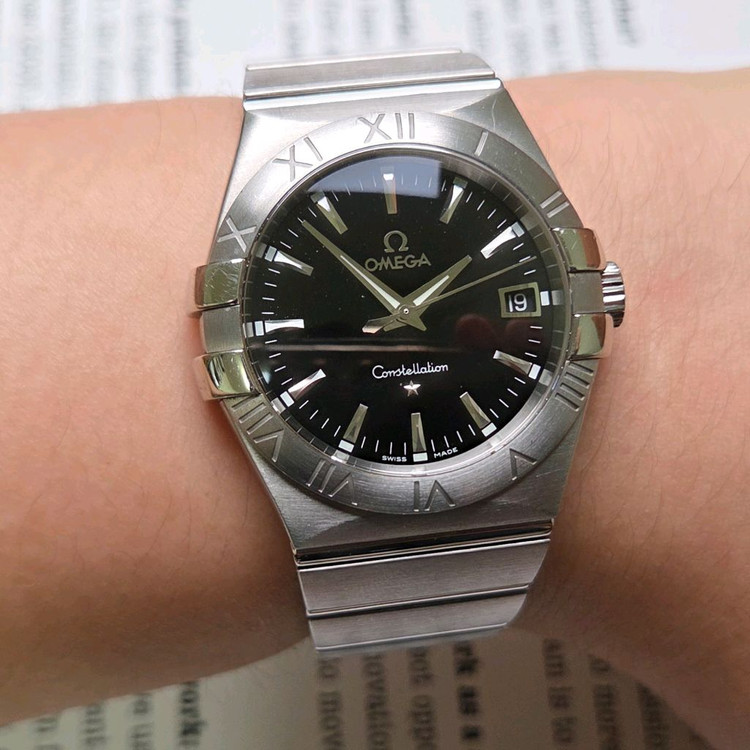 오메가 컨스틸레이션 별로고 칼침핸즈 블랙검판 쿼츠 브레 이미지