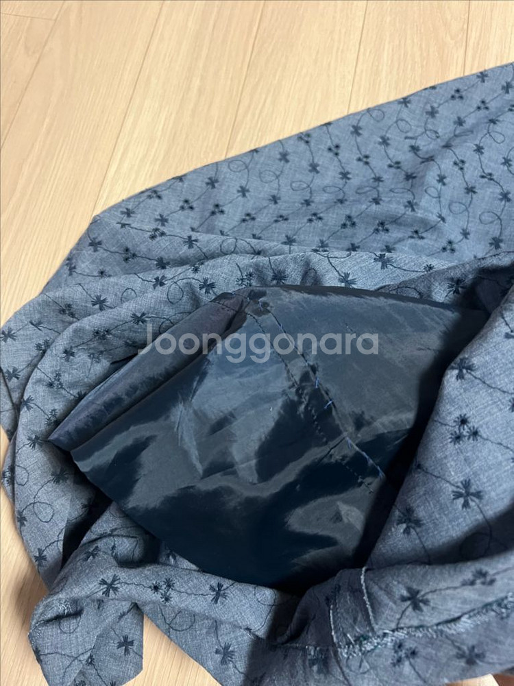 데님느낌 스퀘어넥 자수 펀칭 롱 원피스 민소매 나시--7