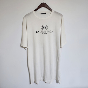 XS 발렌시아가 화이트 BB 로고 오버핏 반팔티 556