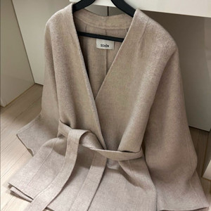 코코숀 울90% 랩 핸드메이드 자켓 노카라 로브 숏코트