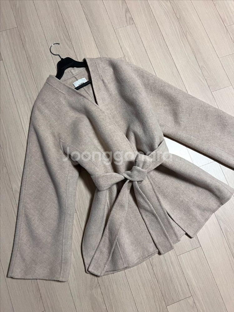 코코숀 울90% 랩 핸드메이드 자켓 노카라 로브 숏코트--1