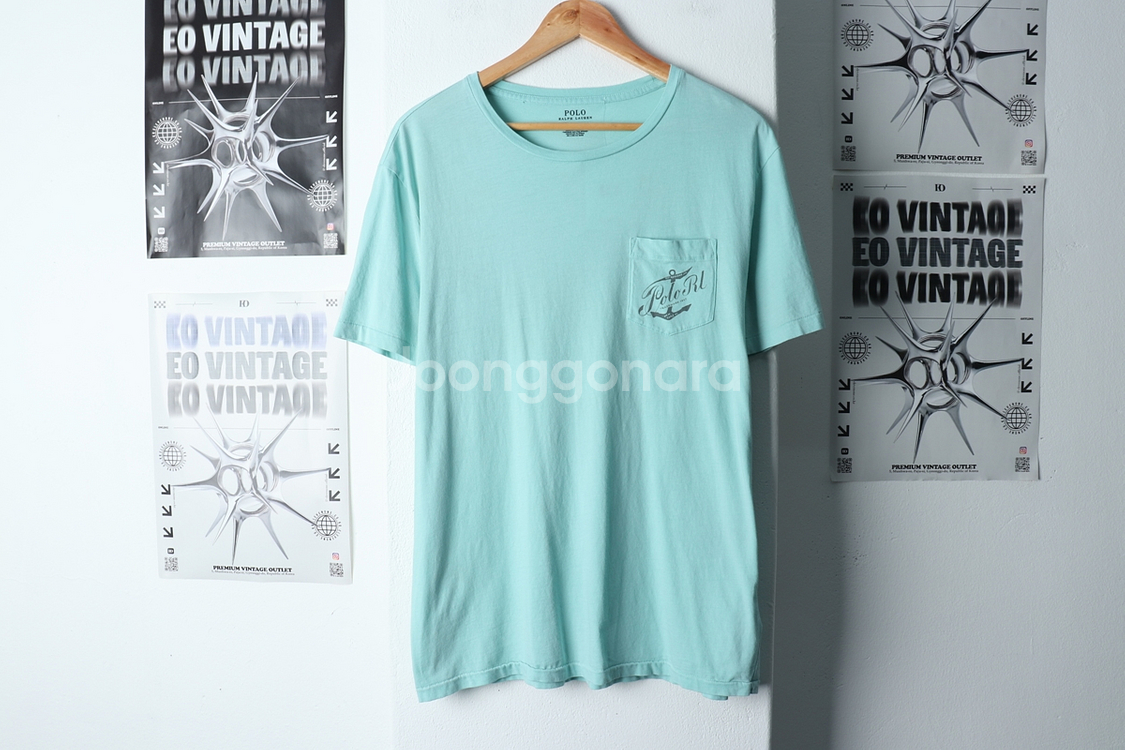 (L-XL) 폴로 랄프로렌 반팔 티셔츠 연블루--1
