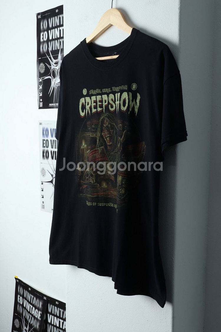(L-XL) 브랜드빈티지 반팔 티셔츠 블랙 락티--0